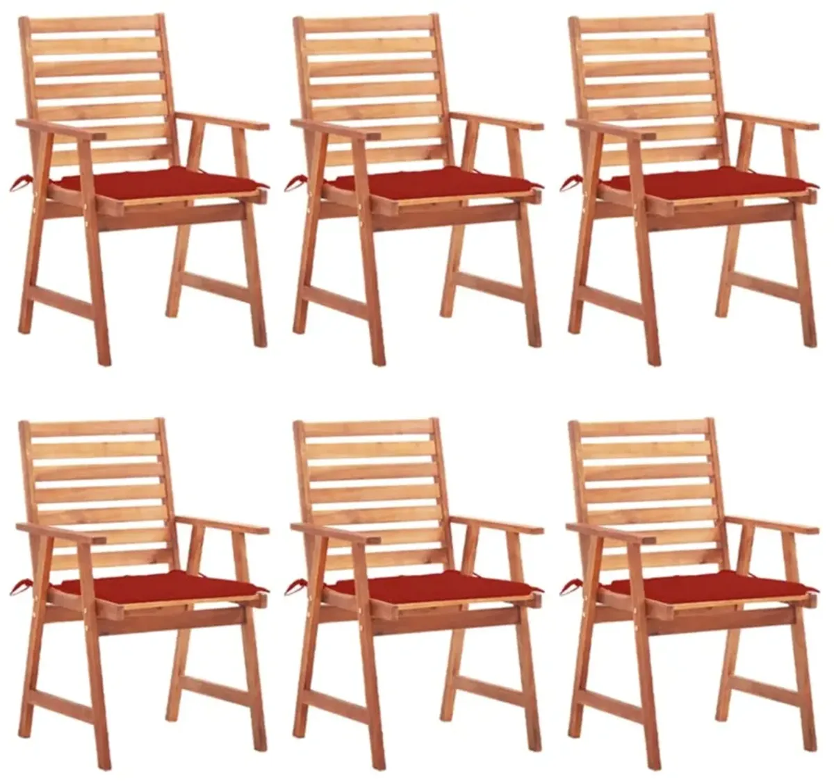 vidaXL Outdoor Dining Chairs 6 pcs with Cushions Solid Acacia Wood