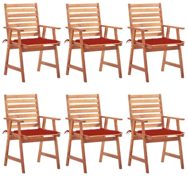 vidaXL Outdoor Dining Chairs 6 pcs with Cushions Solid Acacia Wood