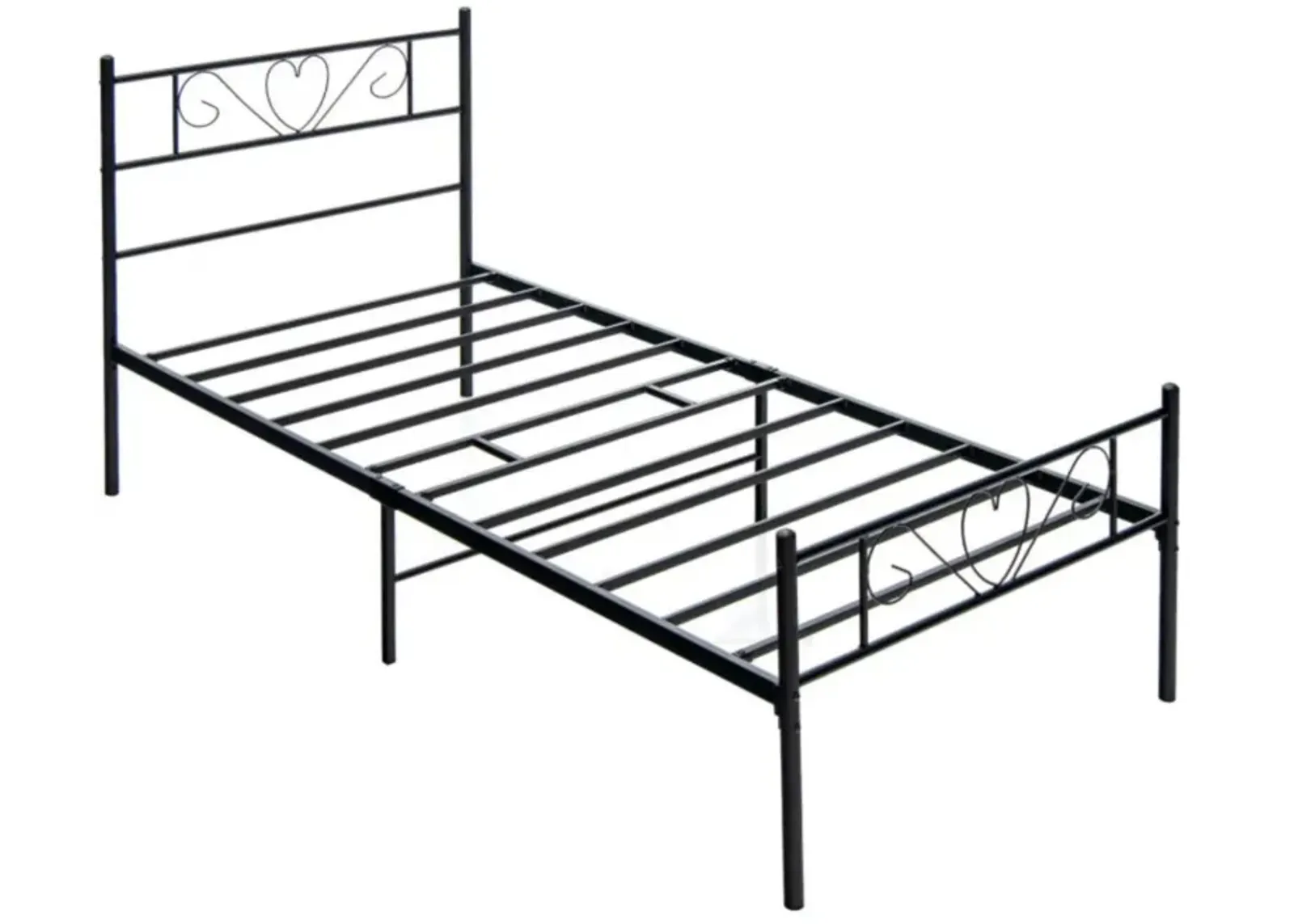 Hivvago Twin XL Metal Bed Frame with Heart-shaped Headboard