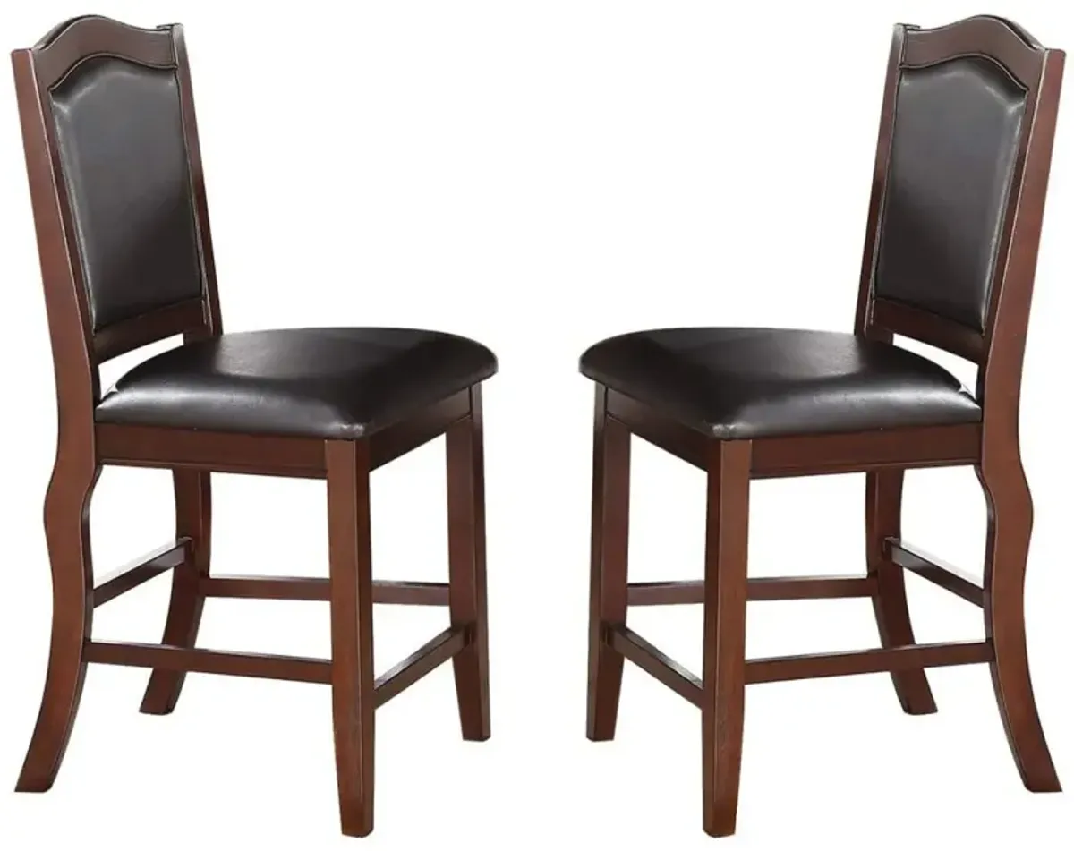 Set of 2 Counter Height Chairs in Dark Brown Wood Finish