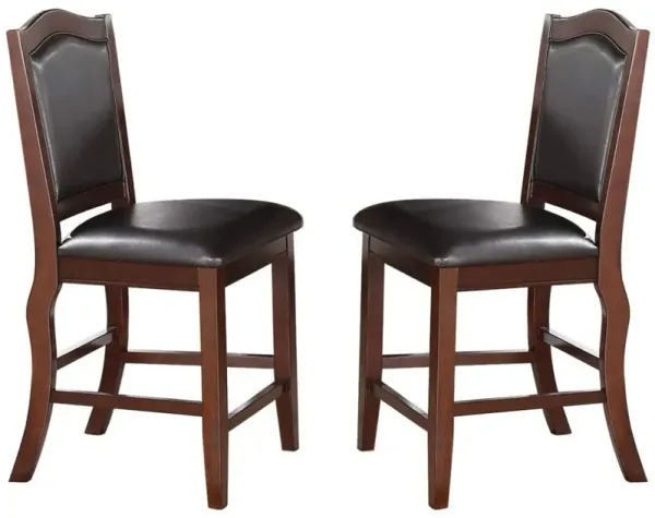 Streamdale Set of 2 Counter Height Chairs in Dark Brown Wood Finish