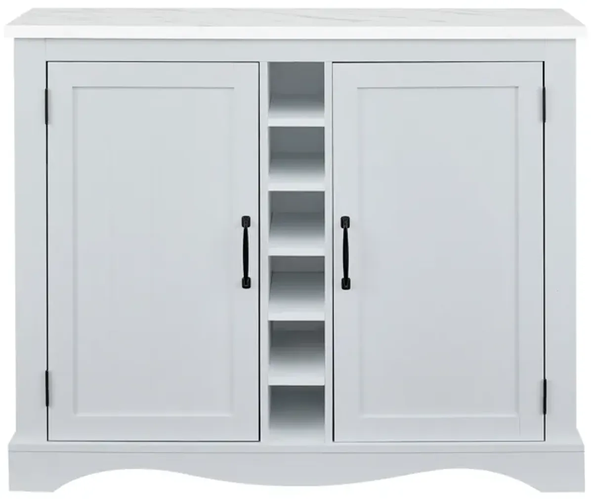 FESTIVO Sleek 47" Buffet Bar Cabinet with Marble-Like Top