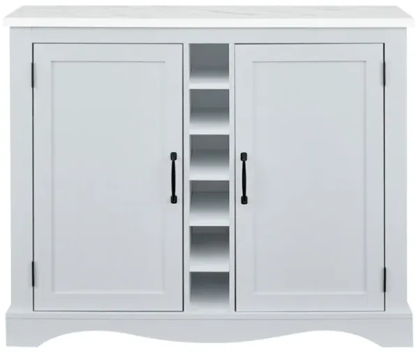 FESTIVO Sleek 47" Buffet Bar Cabinet with Marble-Like Top