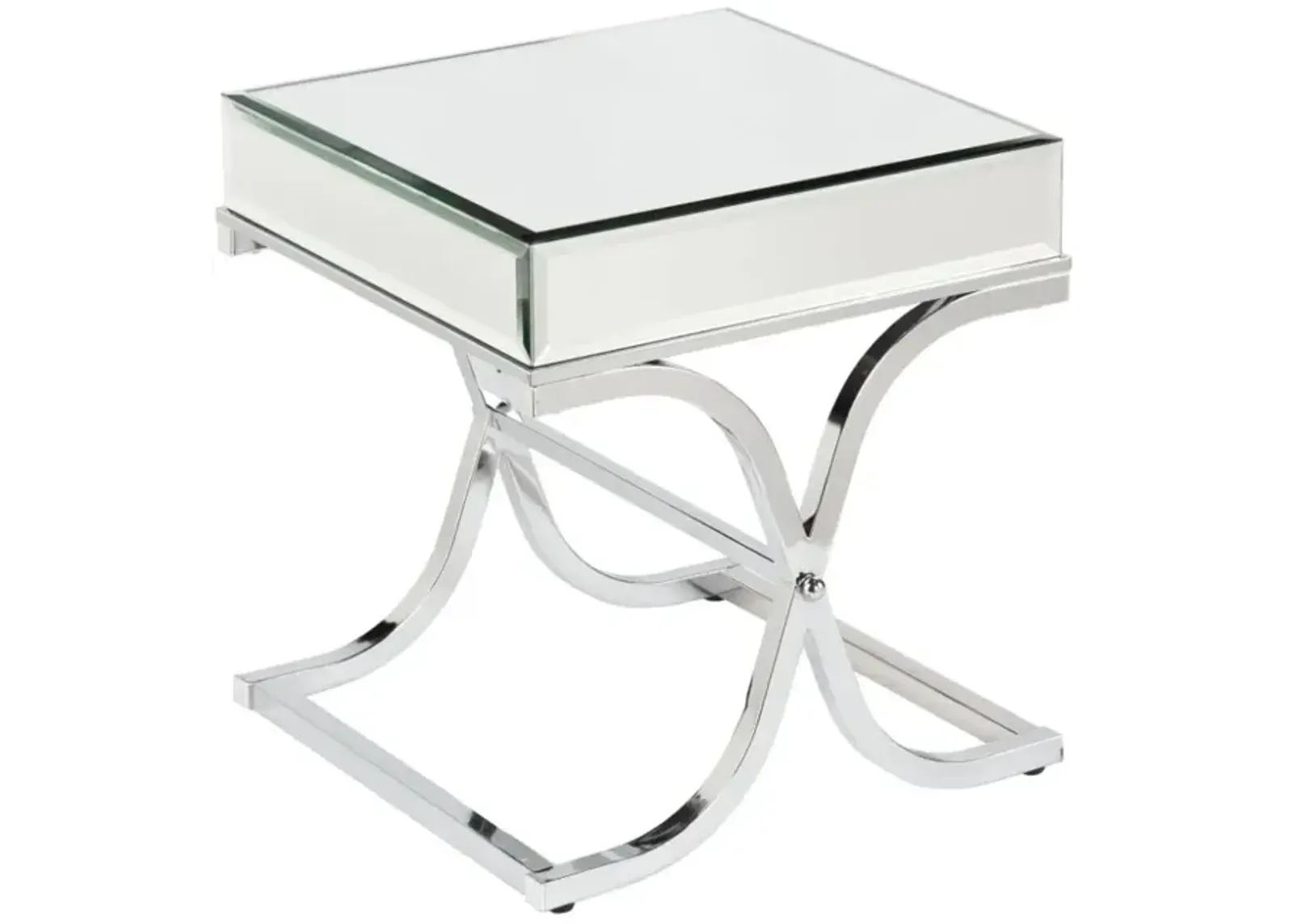 Homezia 22" Silver Glass And Iron Square Mirrored End Table