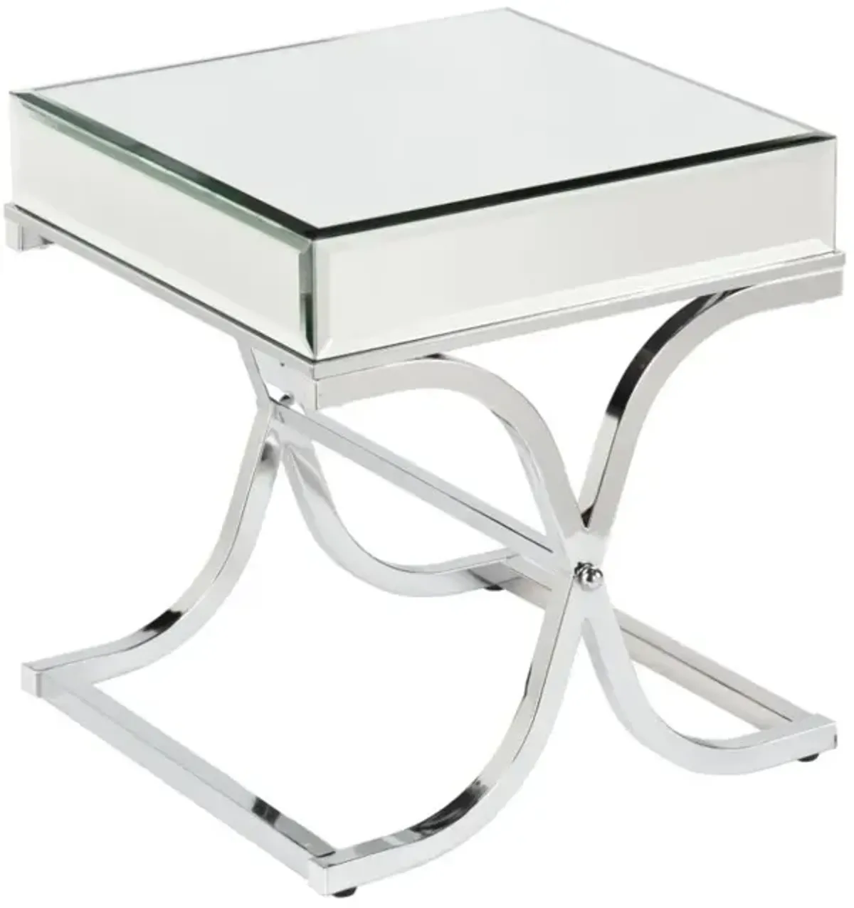 Homezia 22" Silver Glass And Iron Square Mirrored End Table