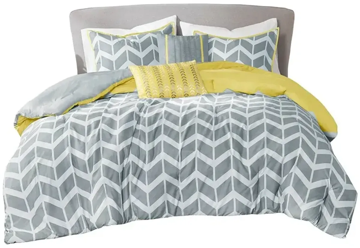 Hivvago Reversible Comforter Set in Chevron Stripe