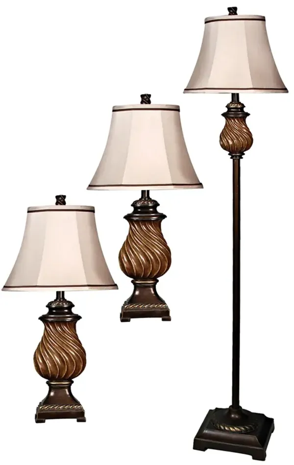 Toffee Wood Table Lamps (Set of 2)