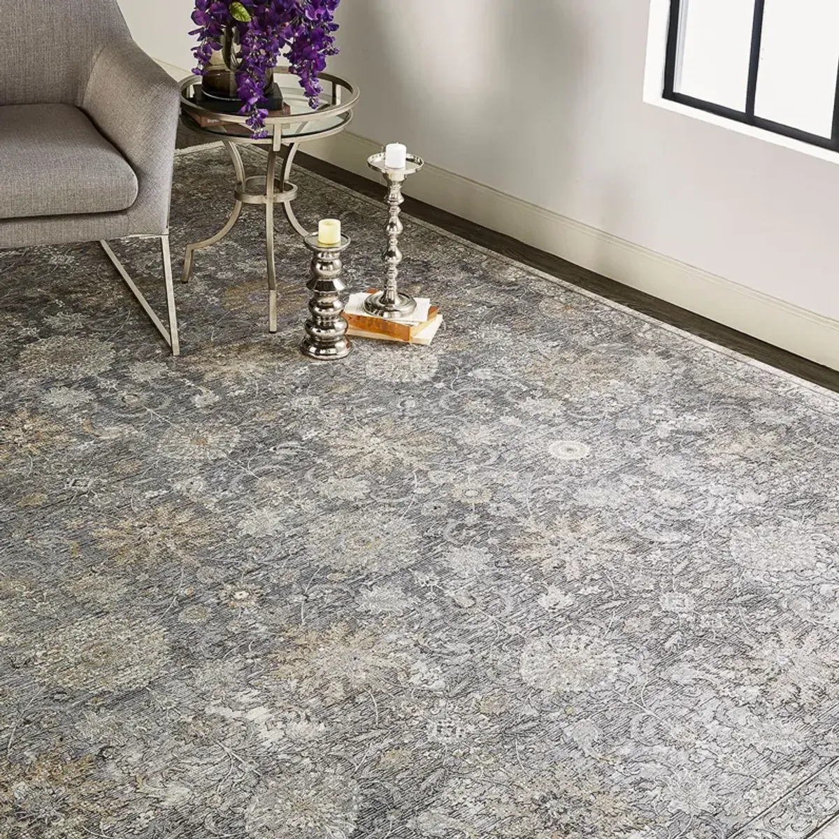 Sarrant 3965F Gray/Silver/Tan 2'8" x 8' Rug