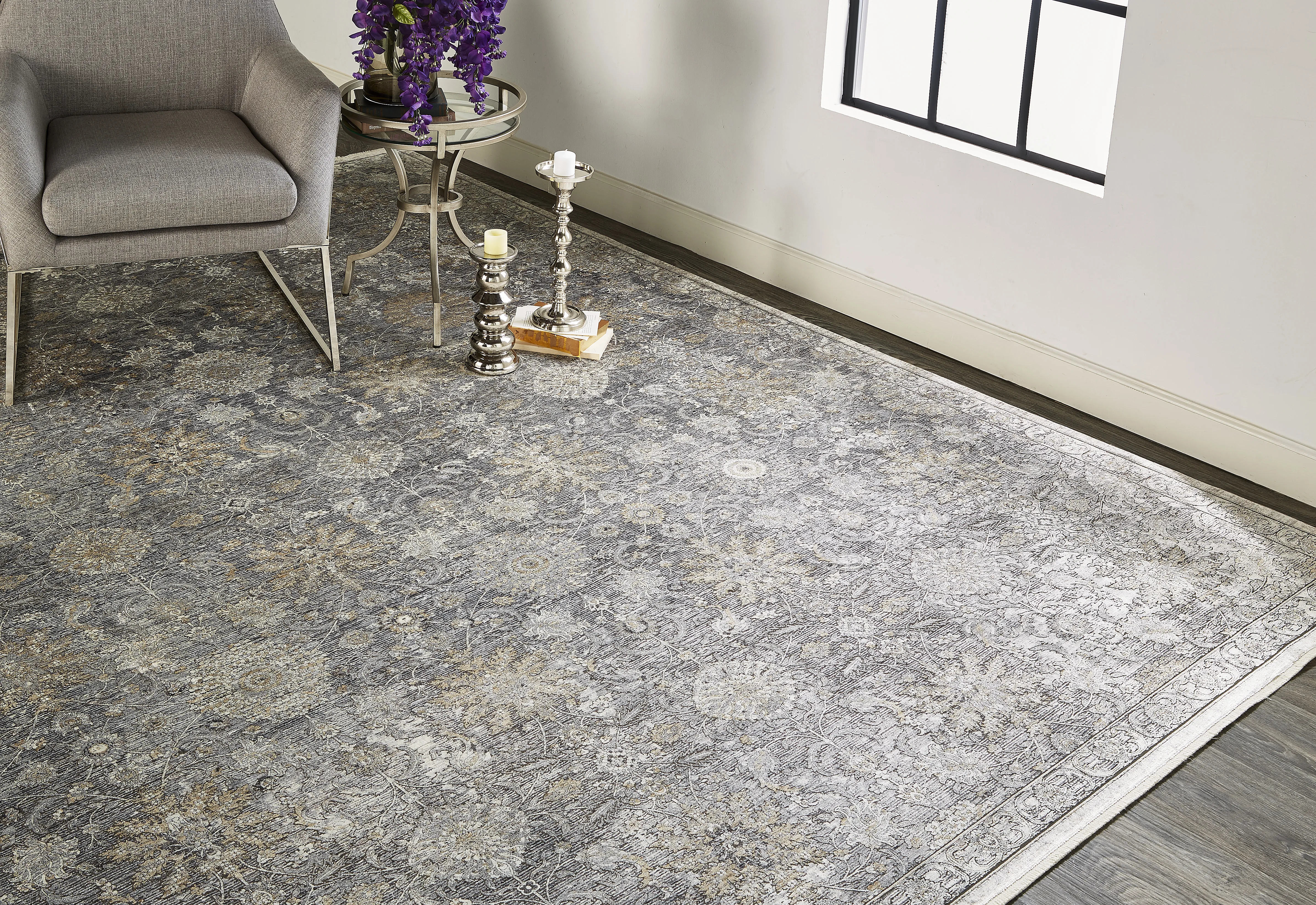 Sarrant 3965F Gray/Silver/Tan 2'8" x 8' Rug