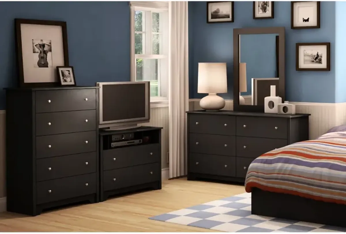 Hivvago Black 6 Drawer Bedroom Dresser with Nickle Metal Knobs Handles