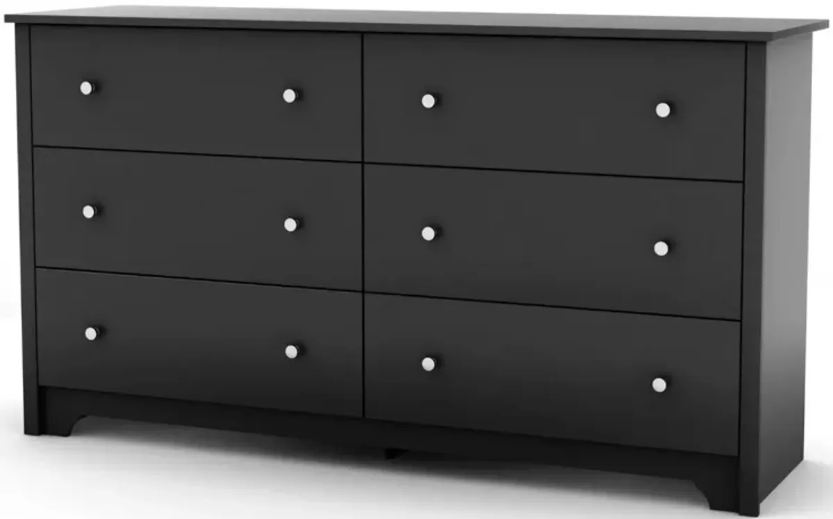 Hivvago Black 6 Drawer Bedroom Dresser with Nickle Metal Knobs Handles