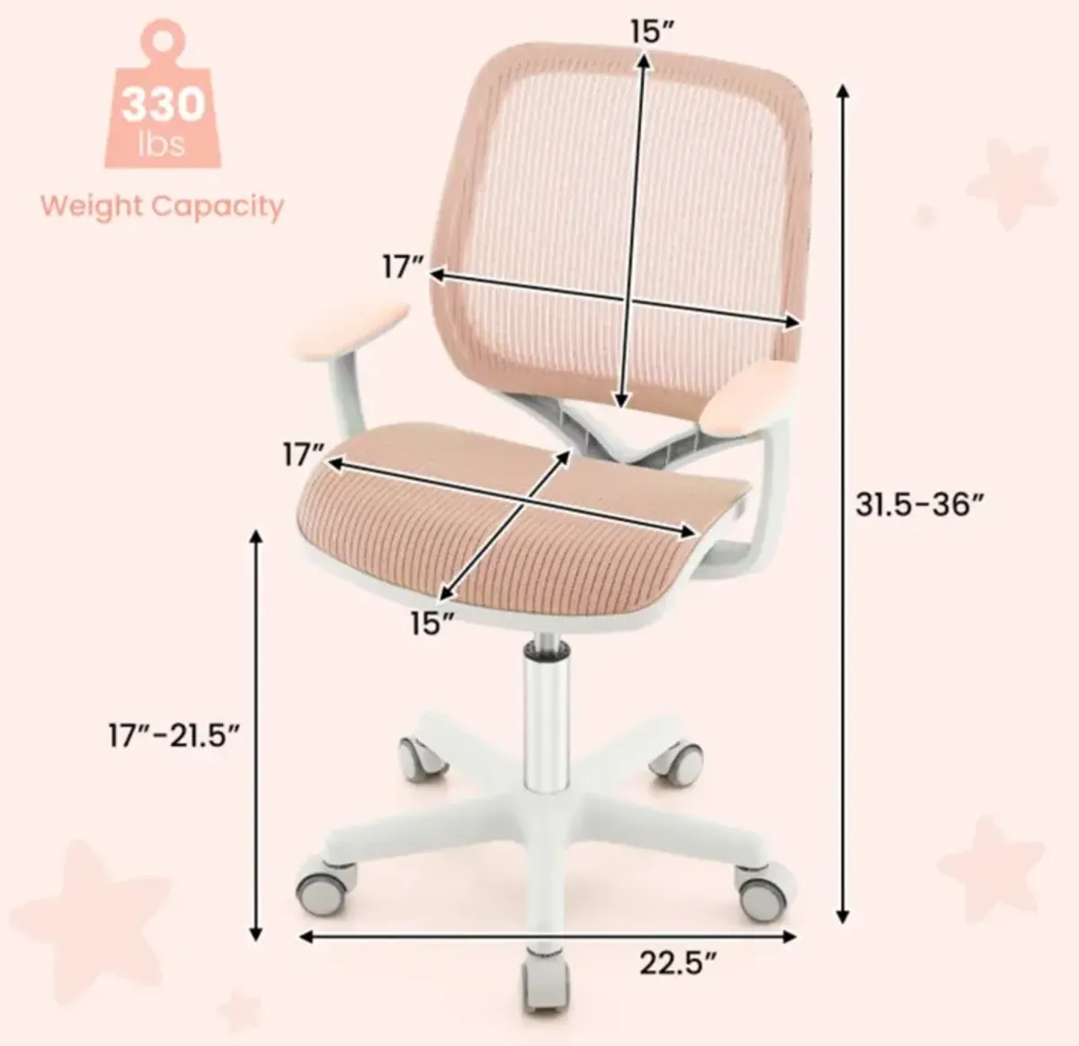 Hivvago Swivel Mesh Children Computer Chair with Adjustable Height