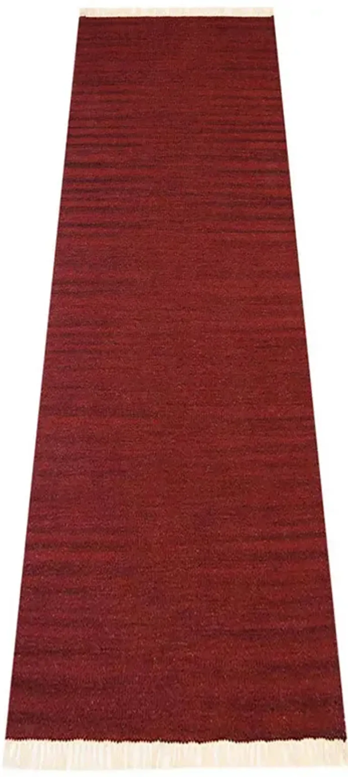 RUGSOTIC CARPETS HAND WOVEN FLAT WEAVE KILIM WOOL ECO-FRIENDLY AREA RUGS  - 3'x13', Runner Shape, Burgundy Color, Solid Plain Design, Low Pile  Handmade Rugs for Living Room, Bed Room (D00111)