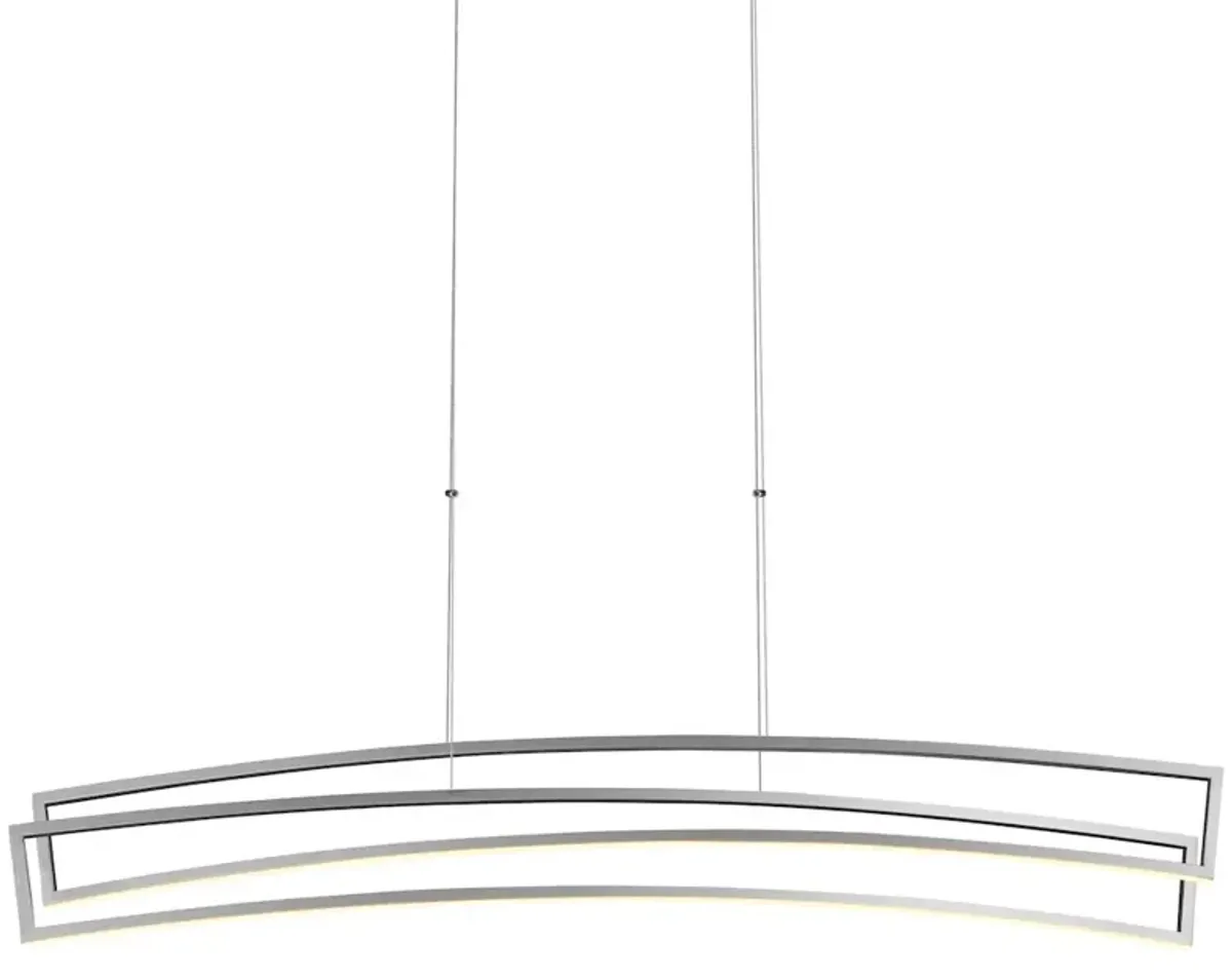 VONN Lighting Integrated LED Pendant Light Height Adjustable Linear Chandelier in Silver