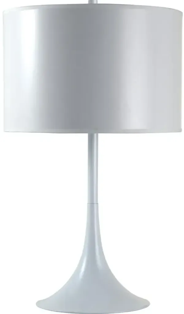 Hivvago 25" White Metal Table Lamp With White Classic Drum Shade