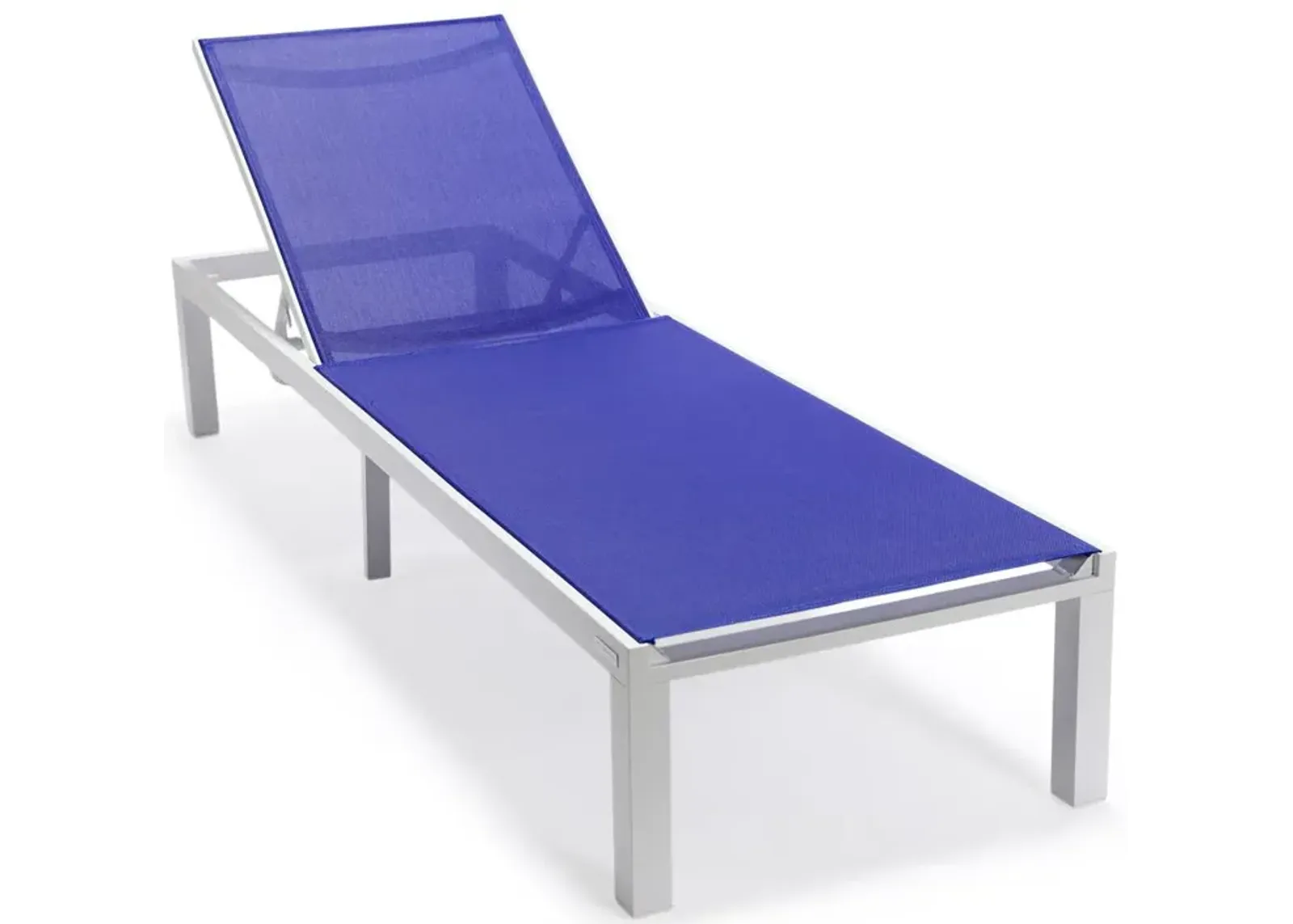 LeisureMod Marlin Patio Chaise Lounge Chair With White Aluminum Frame