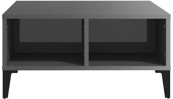 vidaXL Coffee Table High Gloss Gray 24"x24"x12" Chipboard