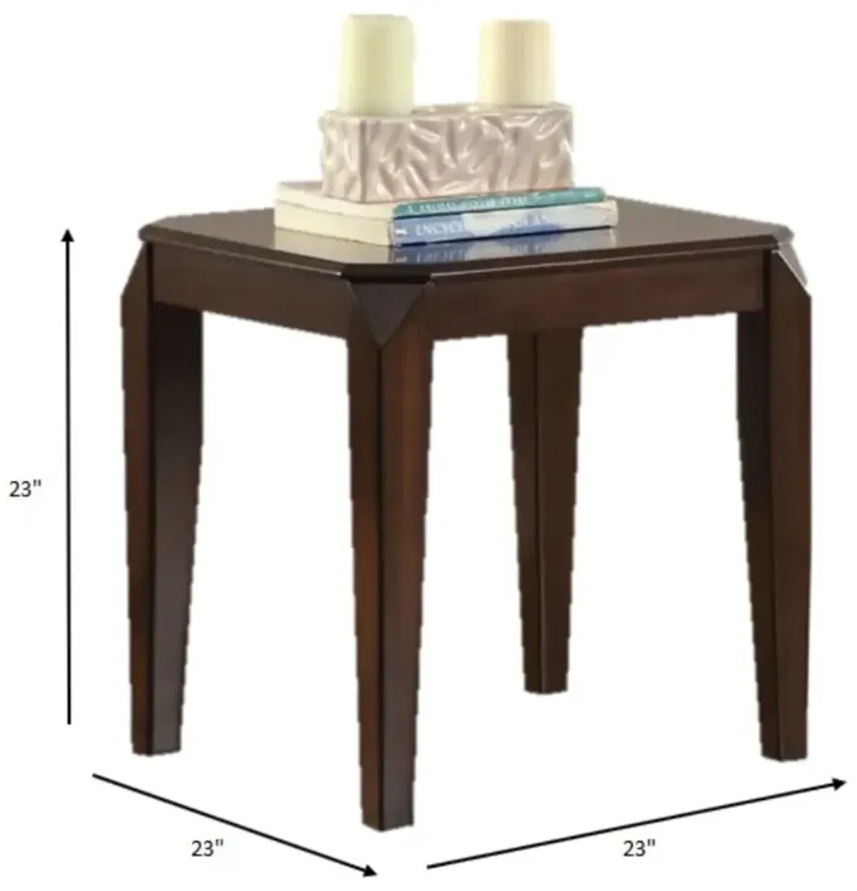 Hivvago Faceted Corner Walnut Square End Table