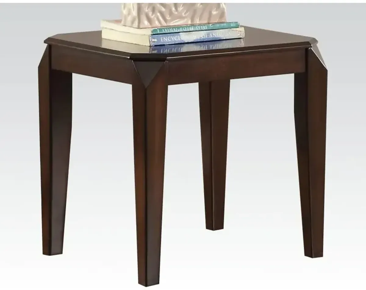 Hivvago Faceted Corner Walnut Square End Table