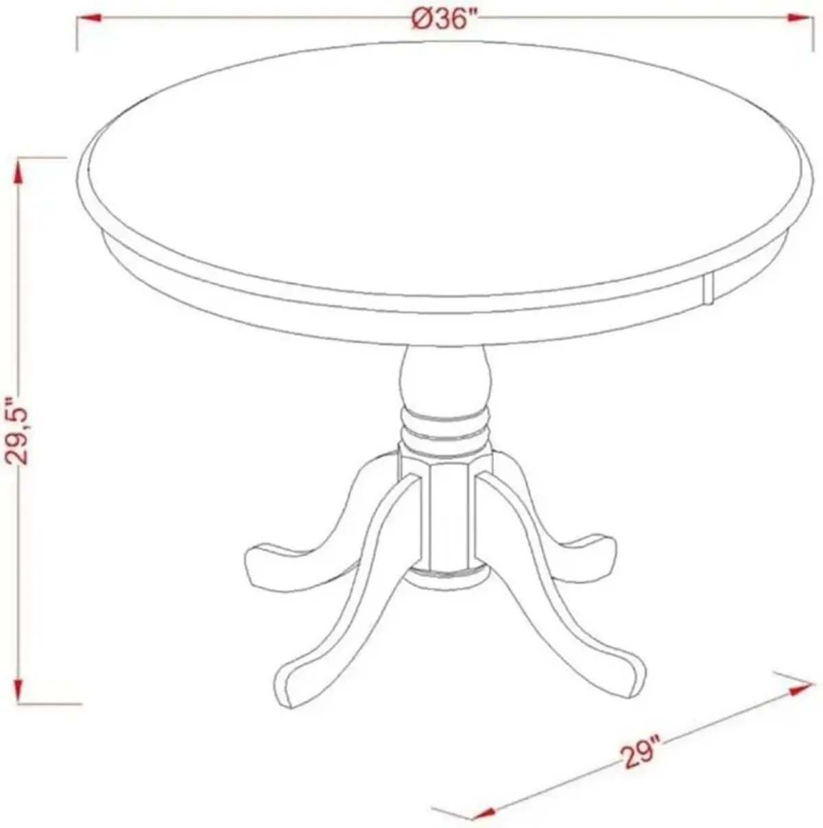 Antique  Table  36"  Round  with  Linen  White  Finish