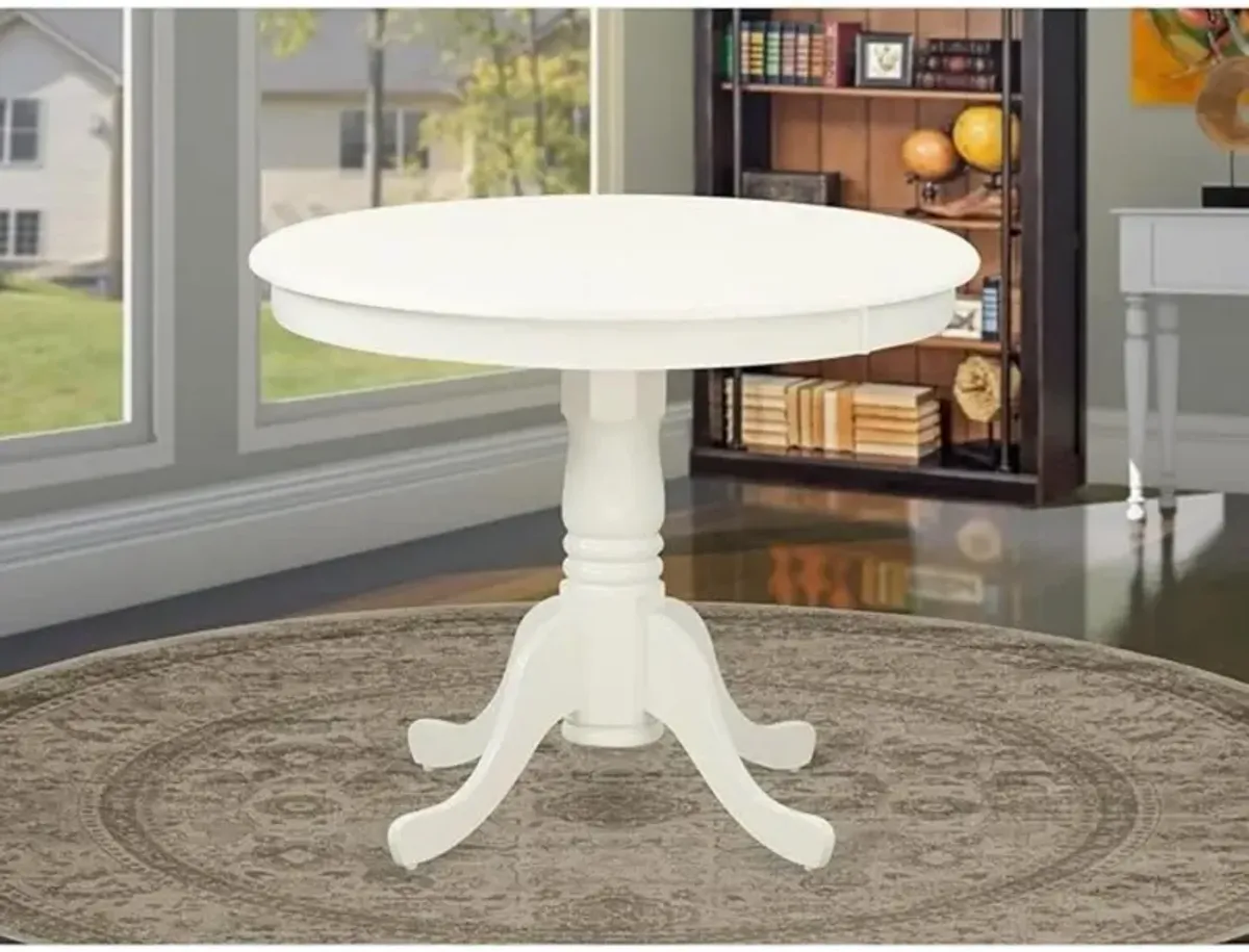 Antique  Table  36"  Round  with  Linen  White  Finish