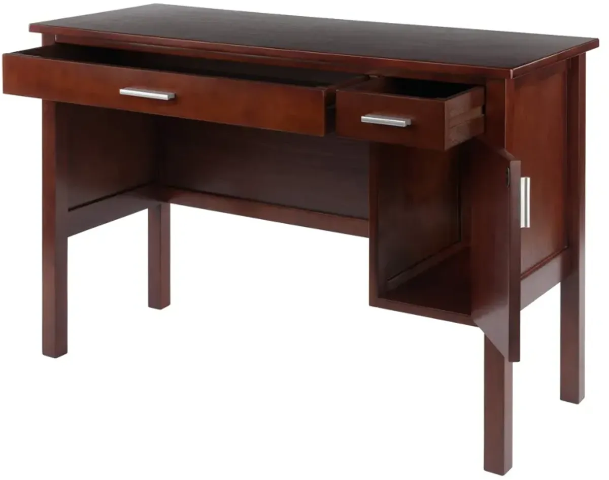 Ergode Emmett Desk - Stylish & Functional Workspace, 44" Wide Desktop, Ample Storage, Solid Wood, Walnut Finish. Ideal for Smaller Rooms & Apartments.