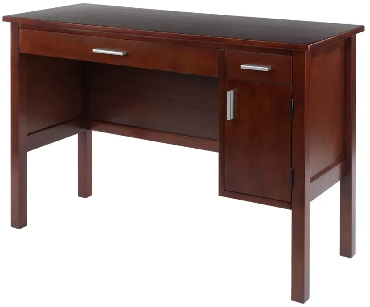 Ergode Emmett Desk - Stylish & Functional Workspace, 44" Wide Desktop, Ample Storage, Solid Wood, Walnut Finish. Ideal for Smaller Rooms & Apartments.