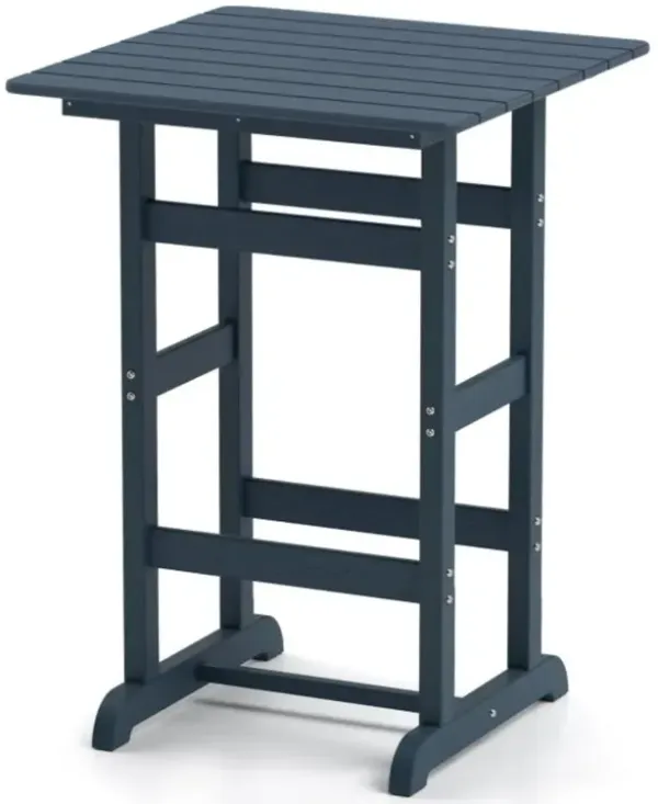 Hivvago Square Bar Table Dining Table with Slatted Tabletop for Poolside