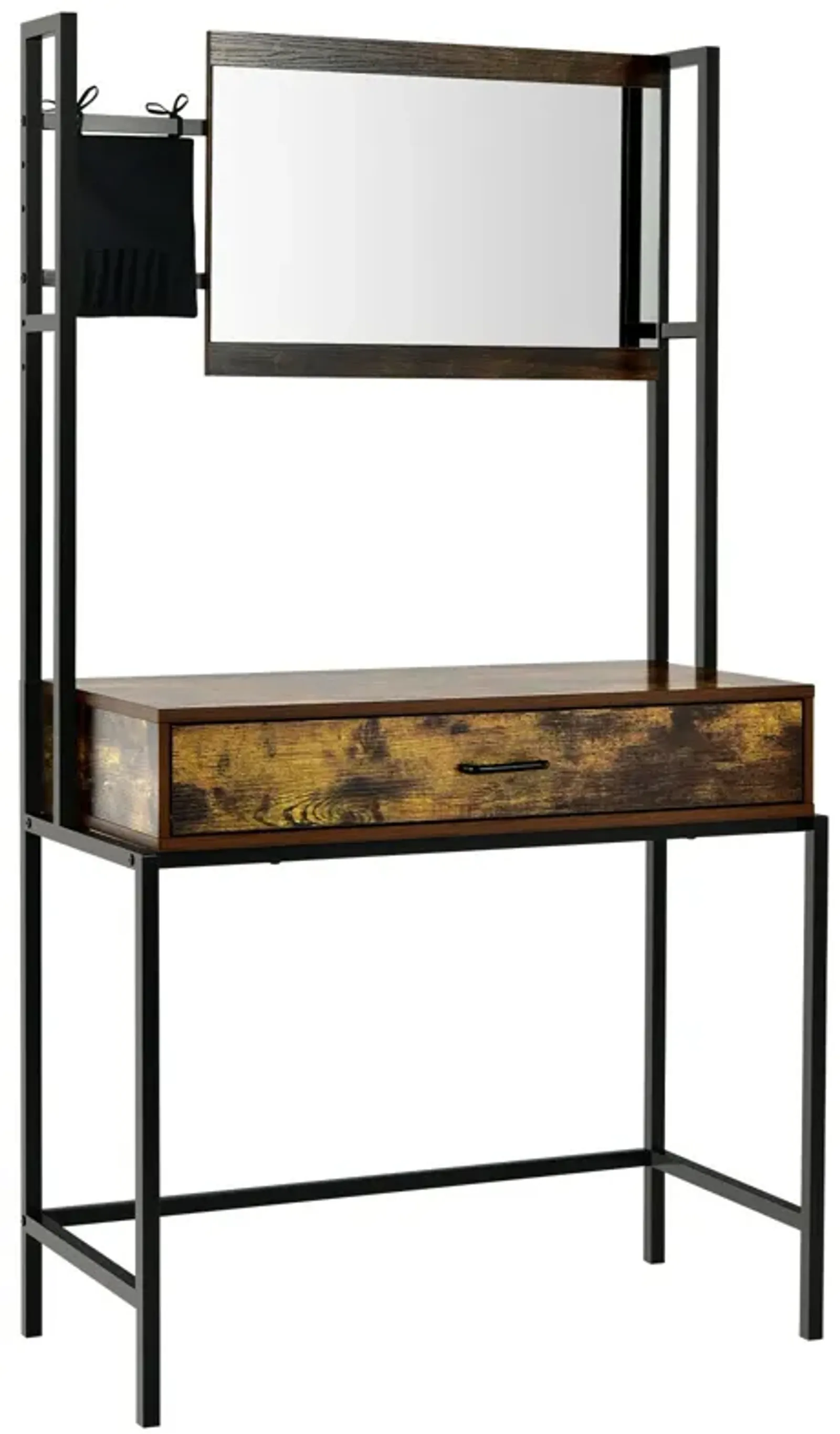 Industrial Vanity Table with 3-Position Adjustable Mirror