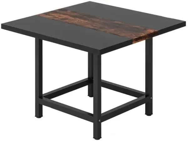Conference Dining Table, Brown Rectangular, Black Metal Frame, 39 Inch - Benzara