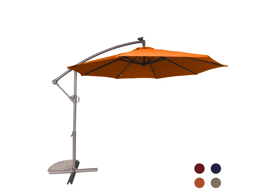 Mondawe 10 Ft Cantilever Patio Offset Umbrella Upgrade Crank Hanging Canopy Umbrella With LED Lamp Bead