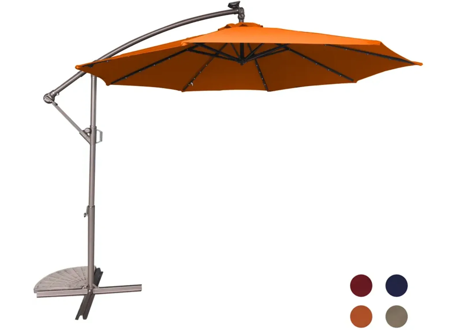 Mondawe 10 Ft Cantilever Patio Offset Umbrella Upgrade Crank Hanging Canopy Umbrella With LED Lamp Bead