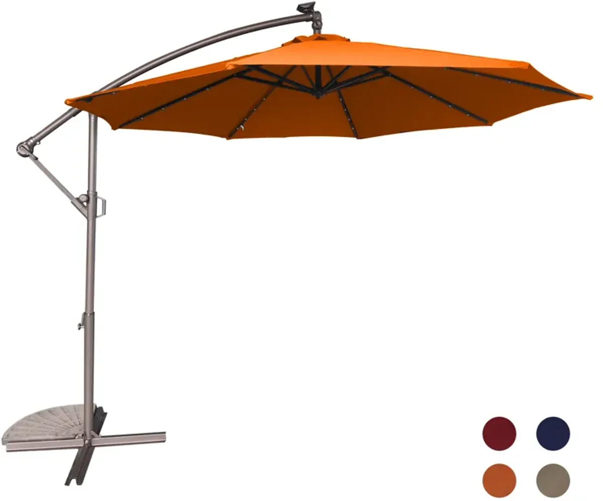 Mondawe 10 Ft Cantilever Patio Offset Umbrella Upgrade Crank Hanging Canopy Umbrella With LED Lamp Bead