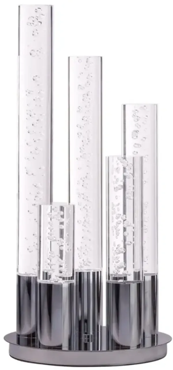 Cylinders Table Lamp Chrome Metal and Acrylic Dimmable LED Light