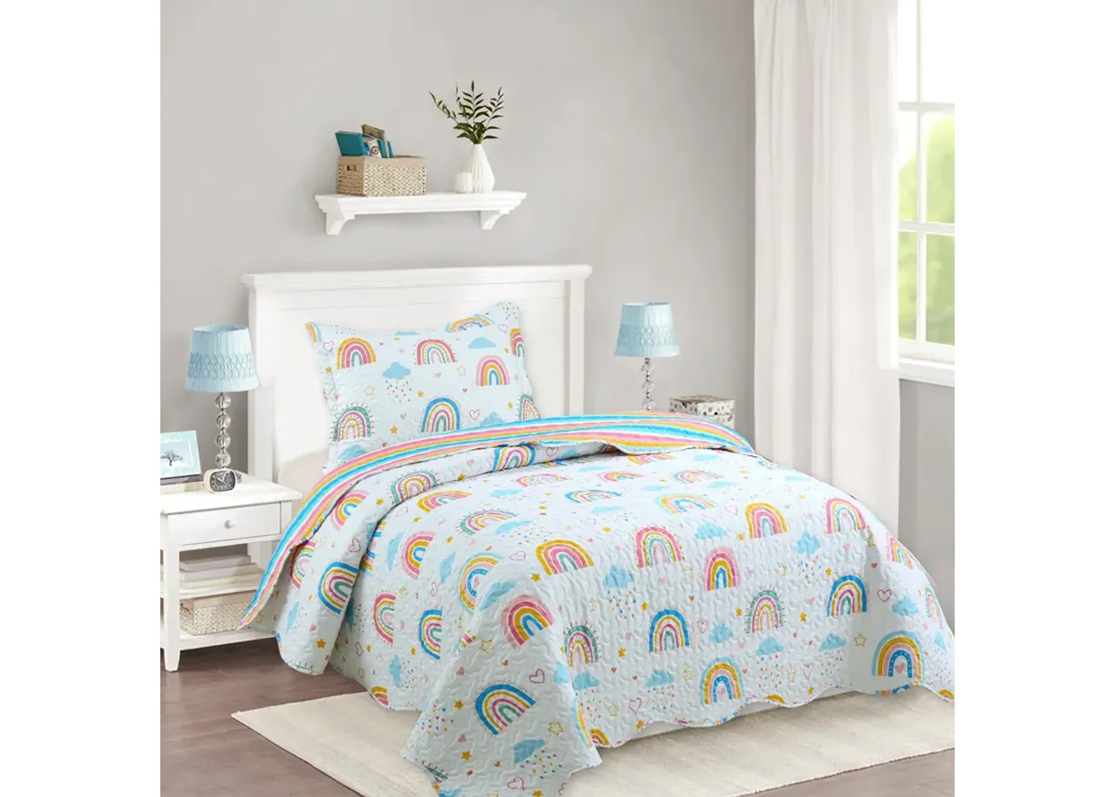 MarCielo Kids Quilt Set Bedspread Coverlet Set.