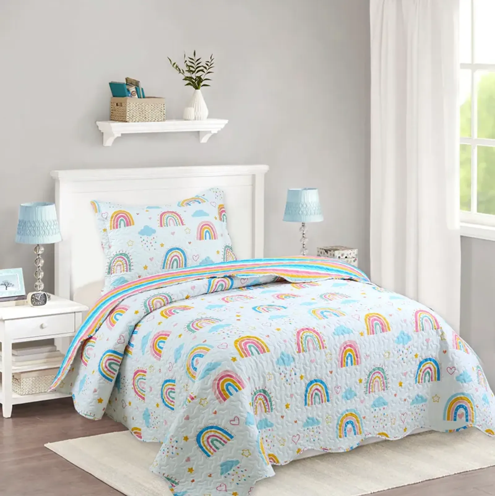 MarCielo Kids Quilt Set Bedspread Coverlet Set.