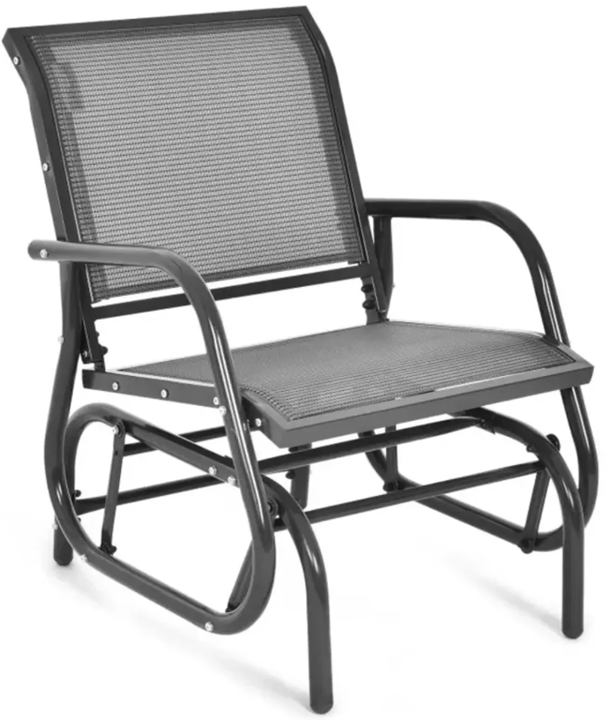 Hivvago Outdoor Single Swing Glider Rocking Chair with Armrest