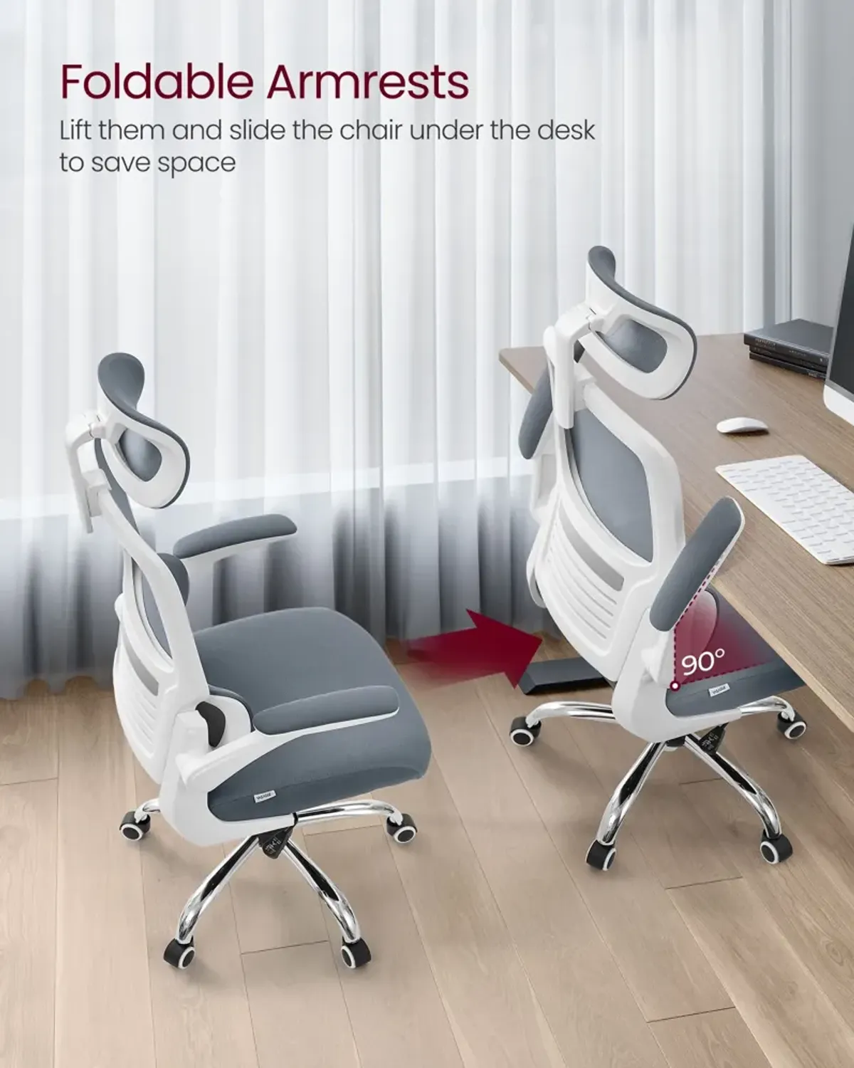 Adjustable Headrest Mesh Computer Chair for Ergonomic Comfort and Support