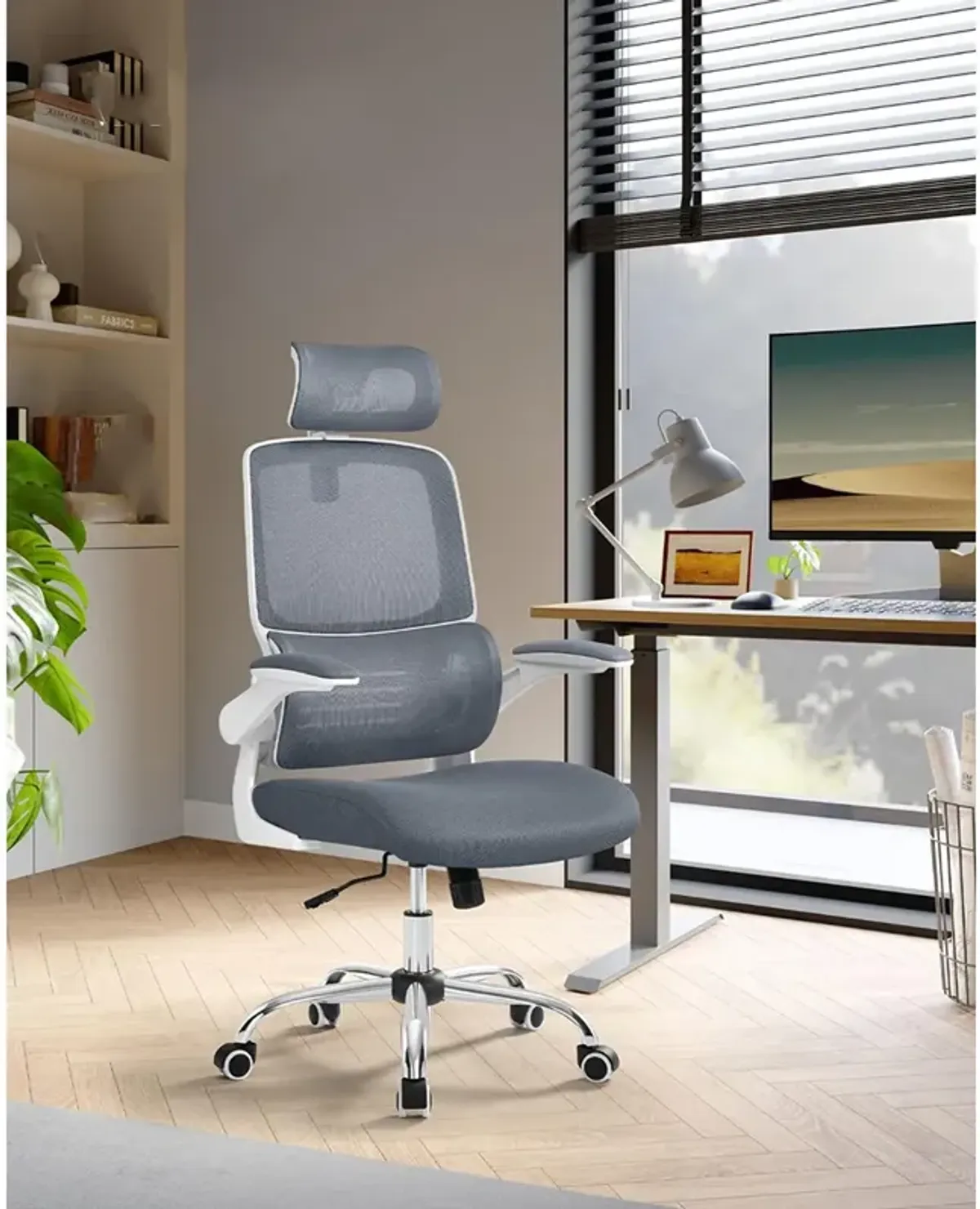 Adjustable Headrest Mesh Computer Chair for Ergonomic Comfort and Support