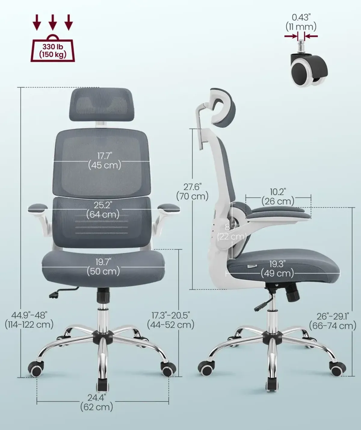 Adjustable Headrest Mesh Computer Chair for Ergonomic Comfort and Support