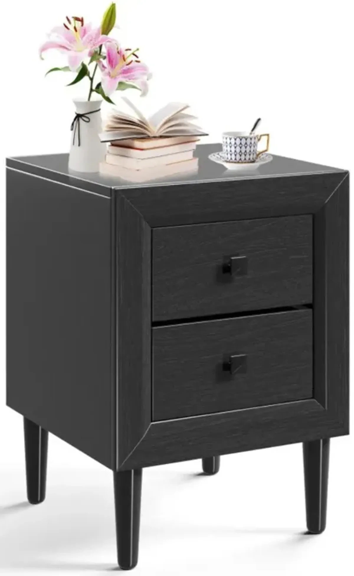 Hivvago Multipurpose Retro Bedside Nightstand with 2 Drawers