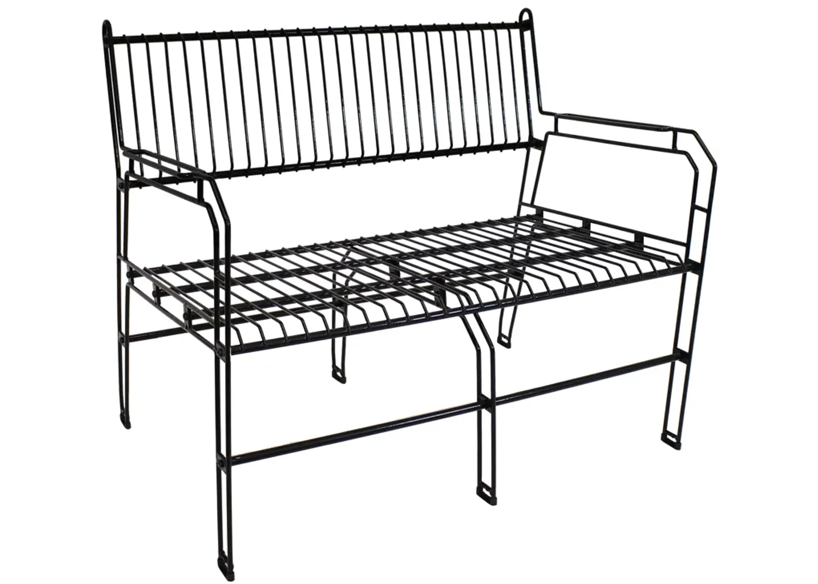 Sunnydaze 2-Person Steel Wire Indoor and Outdoor Patio Bench - Black