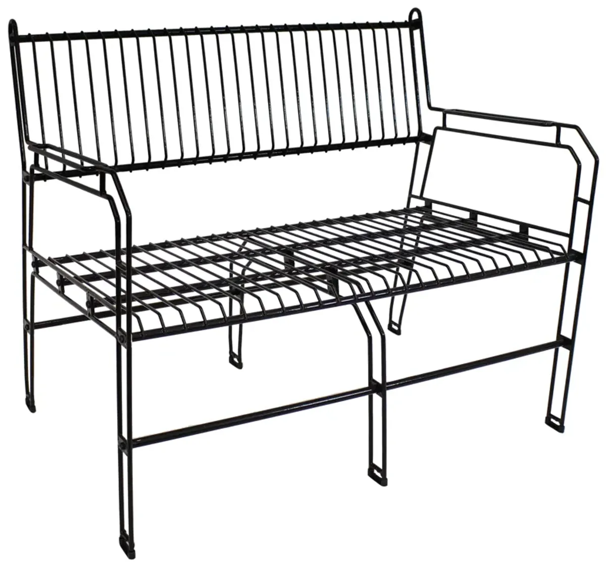 Sunnydaze 2-Person Steel Wire Indoor and Outdoor Patio Bench - Black