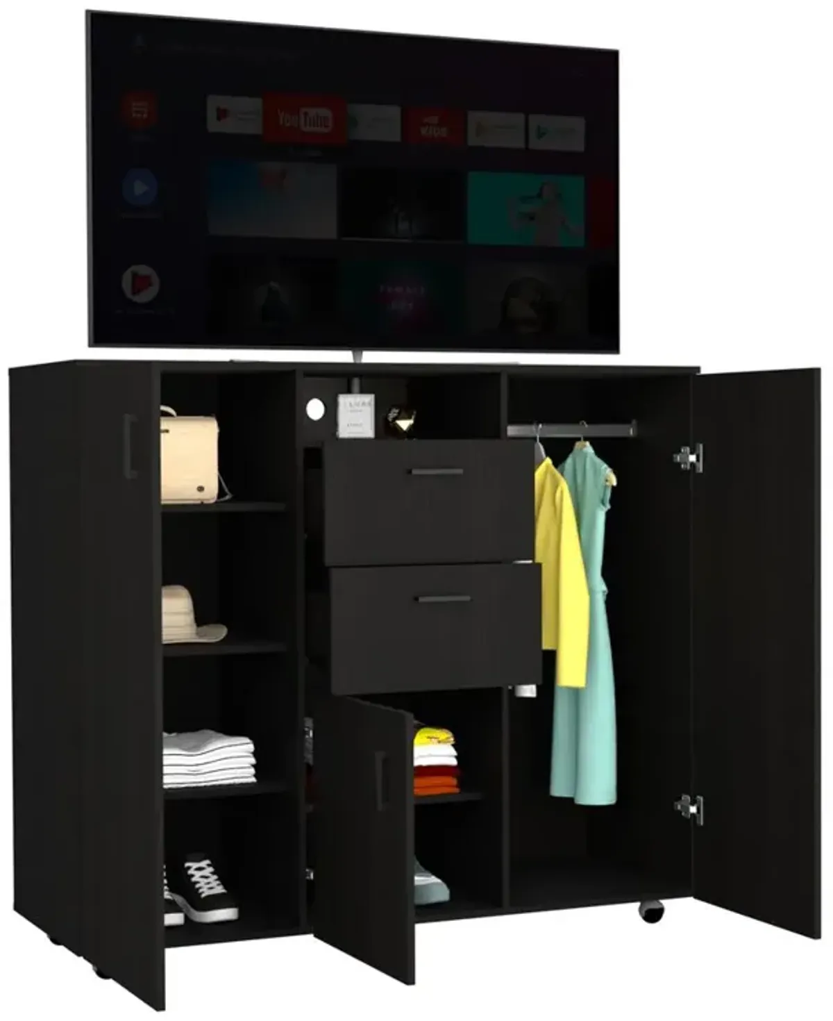 Milano Two-Door Cabinet Dresser-Black