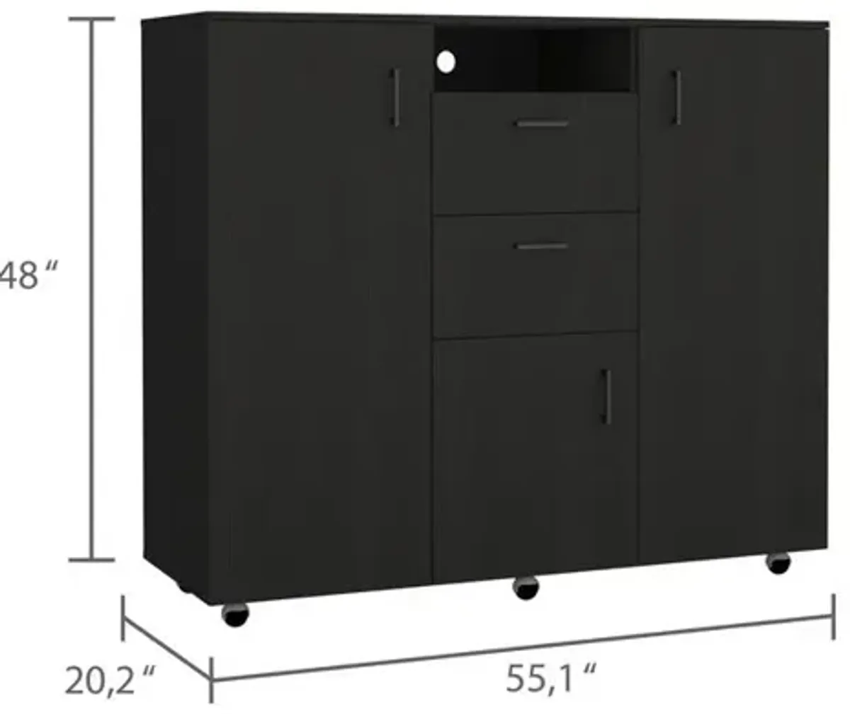 Milano Two-Door Cabinet Dresser-Black