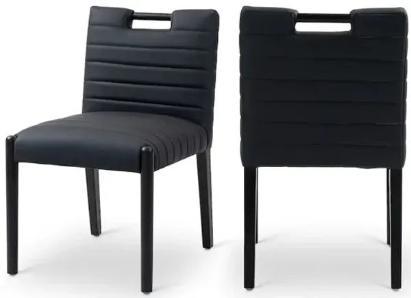 Meridian Furniture Aimee Black Vegan Leather Dining Side Chair, Set of 2