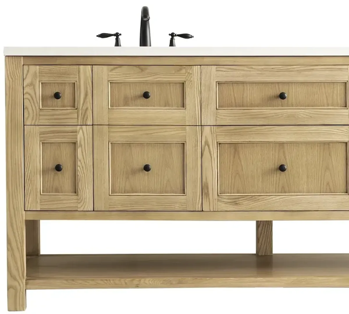 James Martin Vanities 72 Double Vanity, Light Natural Oak w/ 3 CM White Zeus Top
