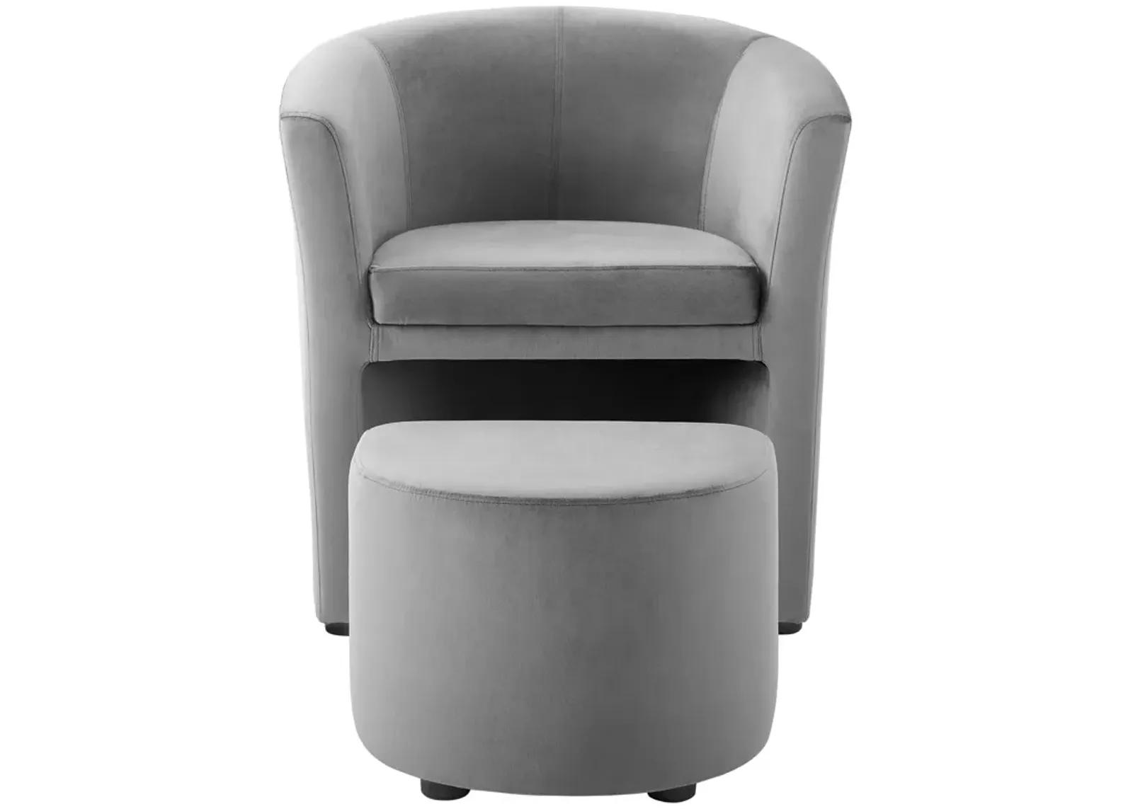 Divulge Performance Velvet Arm Chair and Ottoman Set