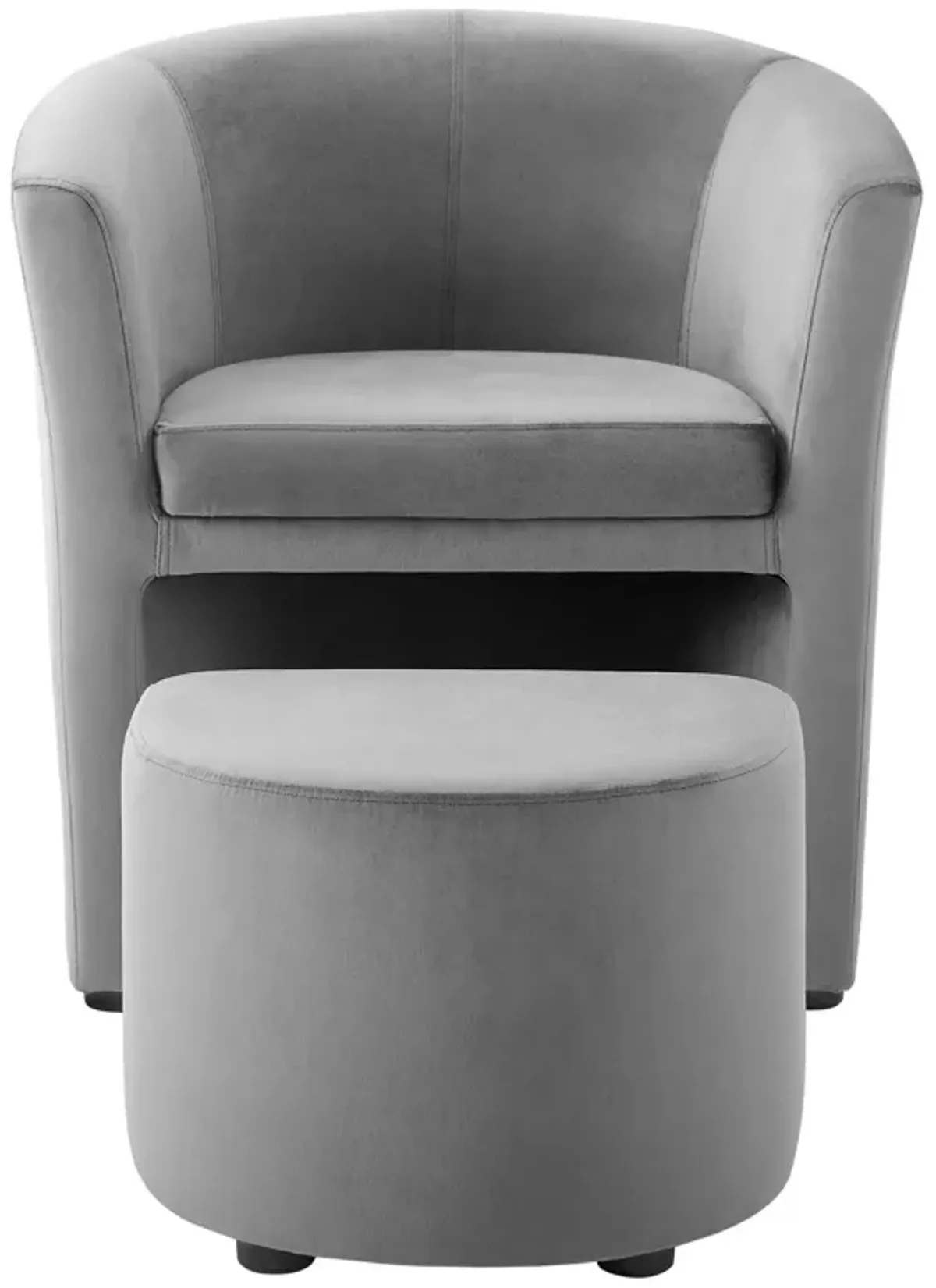 Divulge Performance Velvet Arm Chair and Ottoman Set