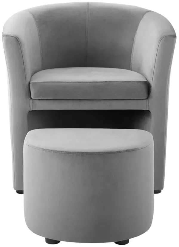 Divulge Performance Velvet Arm Chair and Ottoman Set